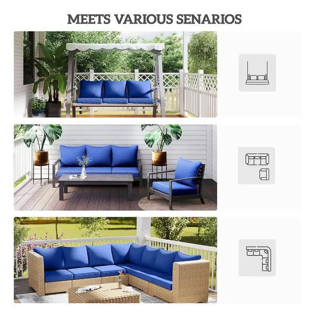 Alt view image 6 of 7 - Outdoor Chair Cushions Set of 4 Fade Resistant 24x24 in Navy Blue | Patio Cushions for Deep Seat Chair, Sofa, Outdoor Furniture