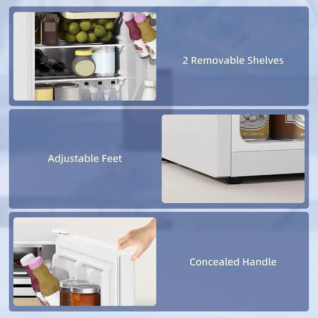 Alt view image 3 of 7 - Mini Fridge with Freezer, 2.5 Cu.Ft, Adjustable Thermostat, White | Small Refrigerator, Energy Efficient, Low Noise, Mini Refrigerator for Bedroom, Dorm, Office