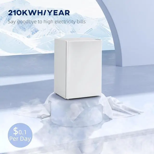 Alt view image 6 of 7 - Mini Fridge with Freezer, 2.5 Cu.Ft, Adjustable Thermostat, White | Small Refrigerator, Energy Efficient, Low Noise, Mini Refrigerator for Bedroom, Dorm, Office
