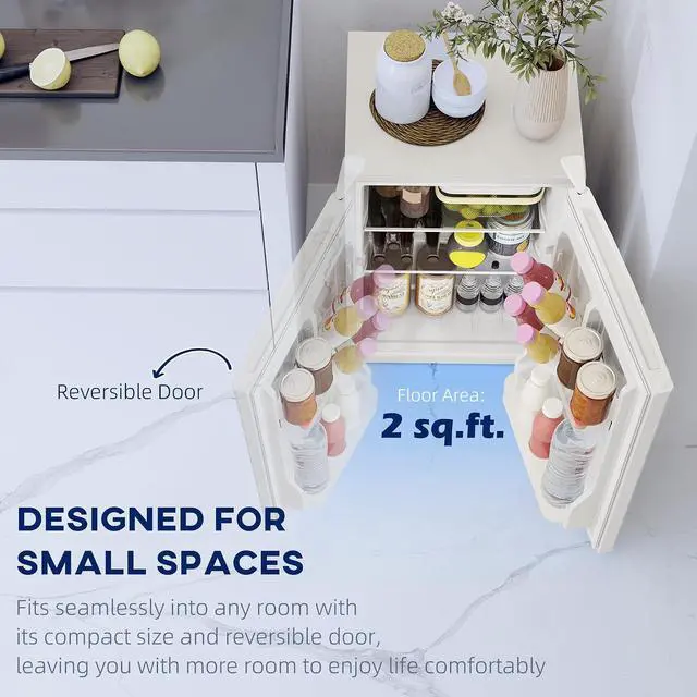Alt view image 7 of 7 - Mini Fridge with Freezer, 2.5 Cu.Ft, Adjustable Thermostat, White | Small Refrigerator, Energy Efficient, Low Noise, Mini Refrigerator for Bedroom, Dorm, Office