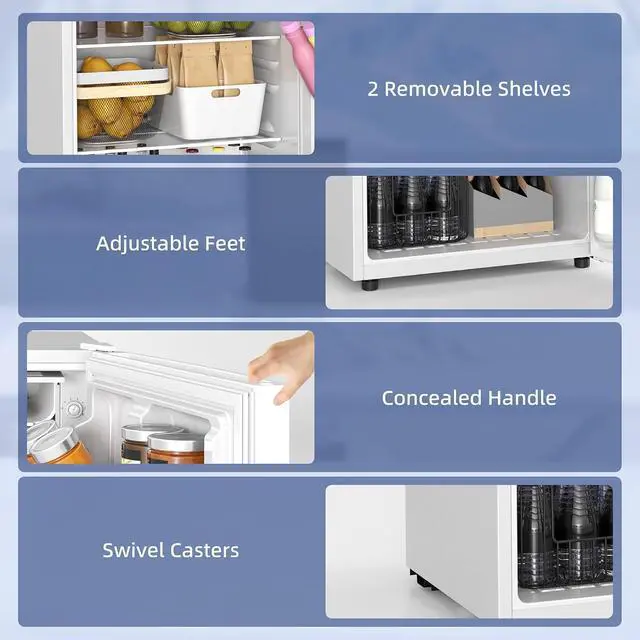 Alt view image 2 of 7 - Mini Fridge with Freezer, 4.5 Cu.Ft, Adjustable Thermostat, White | Small Refrigerator, Energy Efficient, Low Noise, Mini Refrigerator for Bedroom, Dorm, Office