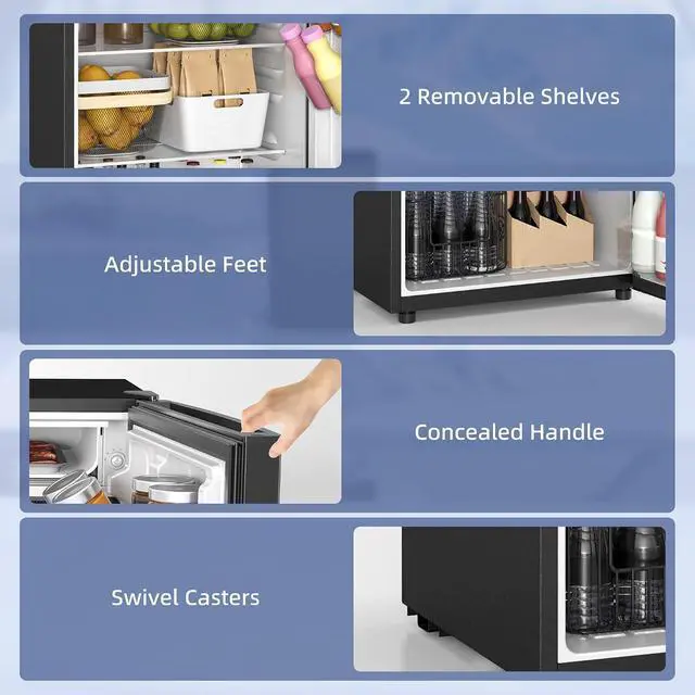 Alt view image 3 of 7 - Mini Fridge with Freezer, 4.5 Cu.Ft, Adjustable Thermostat, Black | Small Refrigerator, Energy Efficient, Low Noise, Mini Refrigerator for Bedroom, Dorm, Office