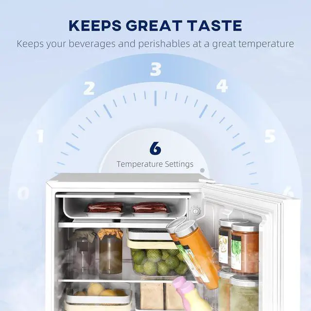 Alt view image 4 of 7 - Mini Fridge with Freezer, 4.5 Cu.Ft, Adjustable Thermostat, White | Small Refrigerator, Energy Efficient, Low Noise, Mini Refrigerator for Bedroom, Dorm, Office