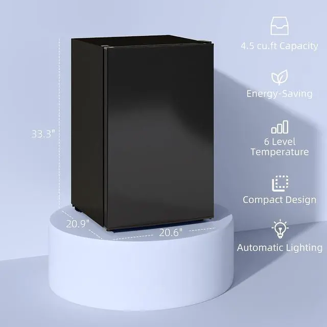 Alt view image 4 of 7 - Mini Fridge with Freezer, 4.5 Cu.Ft, Adjustable Thermostat, Black | Small Refrigerator, Energy Efficient, Low Noise, Mini Refrigerator for Bedroom, Dorm, Office