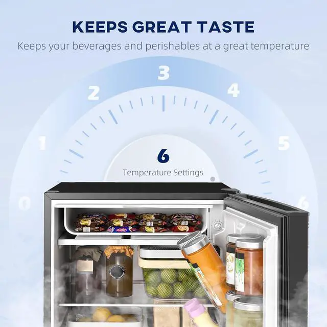 Alt view image 5 of 7 - Mini Fridge with Freezer, 4.5 Cu.Ft, Adjustable Thermostat, Black | Small Refrigerator, Energy Efficient, Low Noise, Mini Refrigerator for Bedroom, Dorm, Office