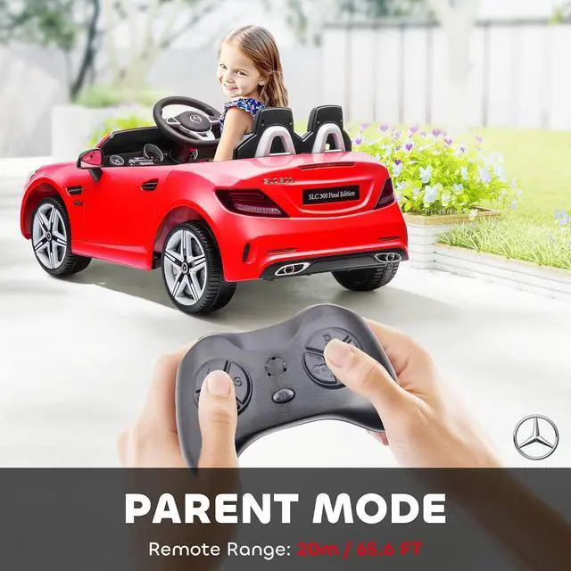 Alt view image 4 of 7 - Mercedes SLC 300 Licensed 12V Ride On Car for Kids for 3-6 Y Red | Remote Control, 2 Speeds, Battery Powered Kids Electric Car, Music, Lights, Suspension