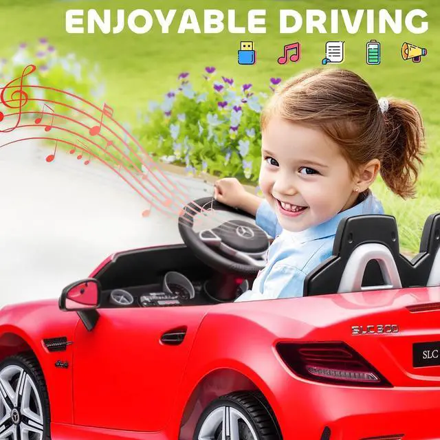 Alt view image 5 of 7 - Mercedes SLC 300 Licensed 12V Ride On Car for Kids for 3-6 Y Red | Remote Control, 2 Speeds, Battery Powered Kids Electric Car, Music, Lights, Suspension
