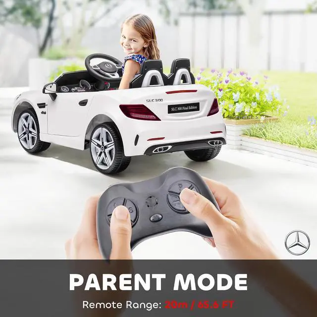 Alt view image 4 of 7 - Mercedes SLC 300 Licensed 12V Ride On Car for Kids for 3-6 Y White | Remote Control, 2 Speeds, Battery Powered Kids Electric Car, Music, Lights, Suspension