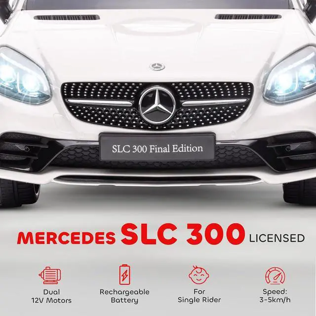 Alt view image 3 of 7 - Mercedes SLC 300 Licensed 12V Ride On Car for Kids for 3-6 Y White | Remote Control, 2 Speeds, Battery Powered Kids Electric Car, Music, Lights, Suspension