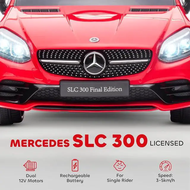Alt view image 3 of 7 - Mercedes SLC 300 Licensed 12V Ride On Car for Kids for 3-6 Y Red | Remote Control, 2 Speeds, Battery Powered Kids Electric Car, Music, Lights, Suspension