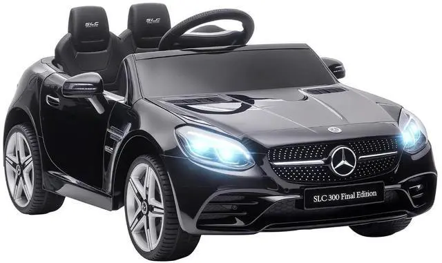 Main image of Mercedes SLC 300 Licensed 12V Ride On Car for Kids for 3-6 Y Black | Remote Control, 2 Speeds, Battery Powered Kids Electric Car, Music, Lights, Suspension