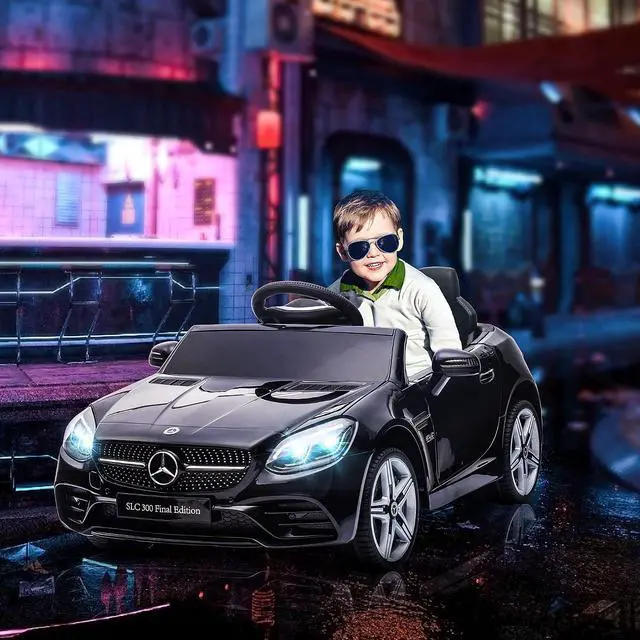 Alt view image 2 of 7 - Mercedes SLC 300 Licensed 12V Ride On Car for Kids for 3-6 Y Black | Remote Control, 2 Speeds, Battery Powered Kids Electric Car, Music, Lights, Suspension