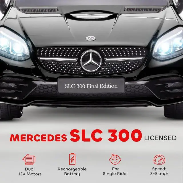 Alt view image 3 of 7 - Mercedes SLC 300 Licensed 12V Ride On Car for Kids for 3-6 Y Black | Remote Control, 2 Speeds, Battery Powered Kids Electric Car, Music, Lights, Suspension