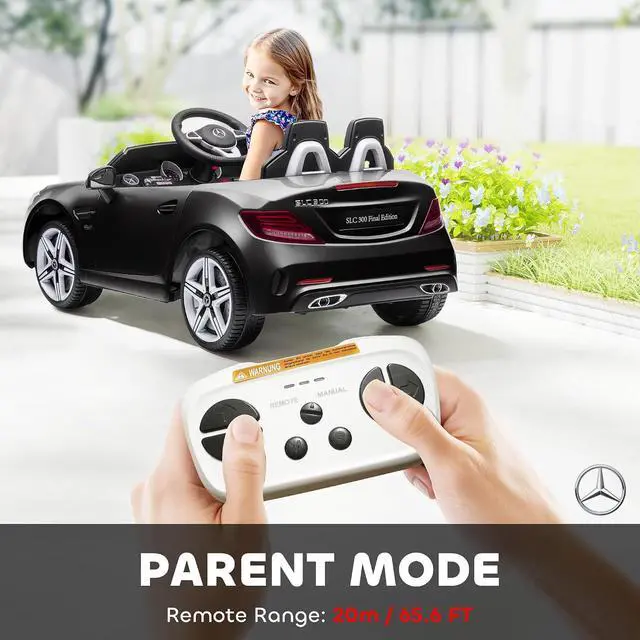 Alt view image 4 of 7 - Mercedes SLC 300 Licensed 12V Ride On Car for Kids for 3-6 Y Black | Remote Control, 2 Speeds, Battery Powered Kids Electric Car, Music, Lights, Suspension