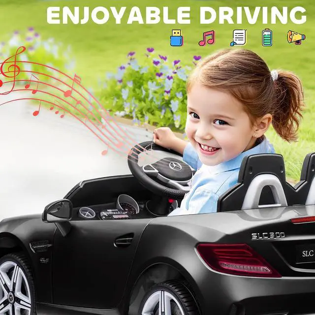 Alt view image 5 of 7 - Mercedes SLC 300 Licensed 12V Ride On Car for Kids for 3-6 Y Black | Remote Control, 2 Speeds, Battery Powered Kids Electric Car, Music, Lights, Suspension