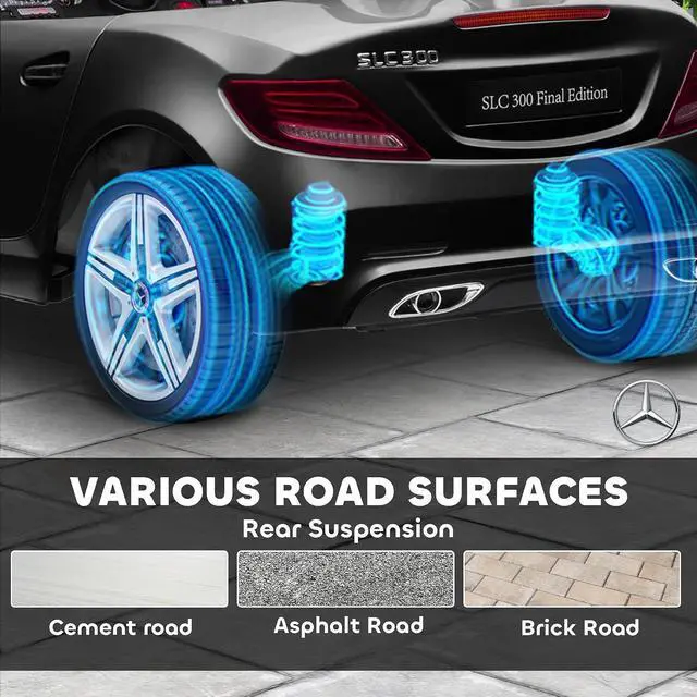 Alt view image 6 of 7 - Mercedes SLC 300 Licensed 12V Ride On Car for Kids for 3-6 Y Black | Remote Control, 2 Speeds, Battery Powered Kids Electric Car, Music, Lights, Suspension