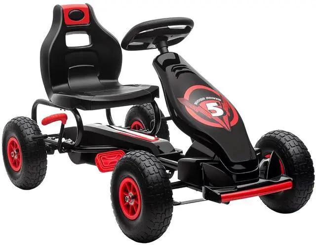 Main image of Kids Pedal Go Kart Ride-on Toy Ergonomic Comfort Ages 5-12 Red | Pedal Car, Tough Wear-Resistant Tread, Go Cart Kids Car for Boys & Girls, Suspension System, Safety Hand Brake
