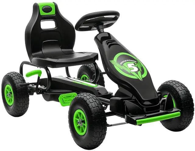 Main image of Kids Pedal Go Kart Ride-on Toy Ergonomic Comfort Ages 5-12 Green | Pedal Car, Tough Wear-Resistant Tread, Go Cart Kids Car for Boys & Girls, Suspension System, Safety Hand Brake