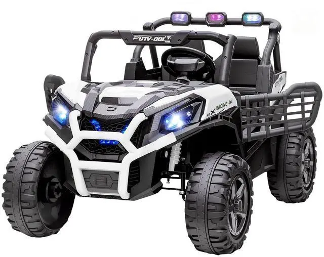 Main image of Qaba 24V 2 Seater Ride on Car Electric Off-Road UTV Truck Ages 3-8 White | Parent Remote Control, Music, Lights, Ride on Toy for Kids