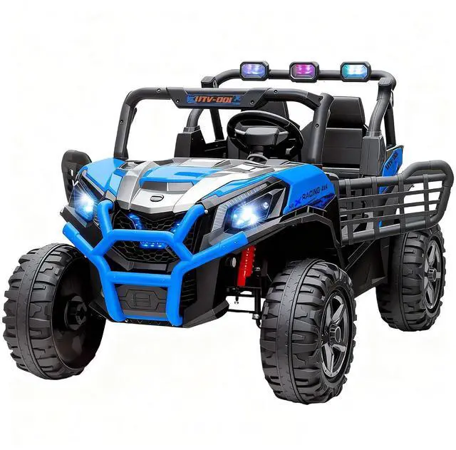 Main image of Qaba 24V 2 Seater Ride on Car Electric Off-Road UTV Truck Ages 3-8 Blue | Parent Remote Control, Music, Lights, Ride on Toy for Kids
