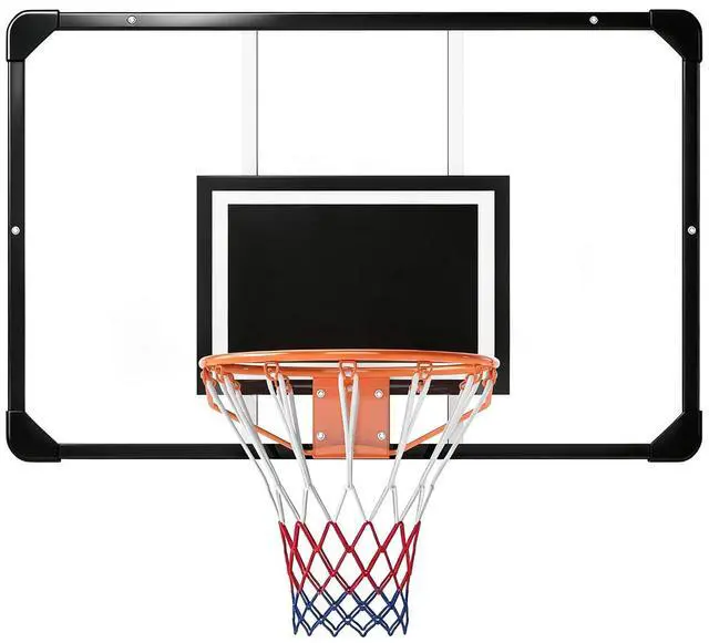 Main image of Wall Mounted Basketball Hoop 45" x 29" Shatter Proof Backboard | Durable Rim, All-Weather Net, Indoor and Outdoor Use, Basketball Backboard