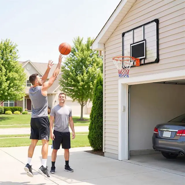 Alt view image 7 of 7 - Wall Mounted Basketball Hoop 45" x 29" Shatter Proof Backboard | Durable Rim, All-Weather Net, Indoor and Outdoor Use, Basketball Backboard