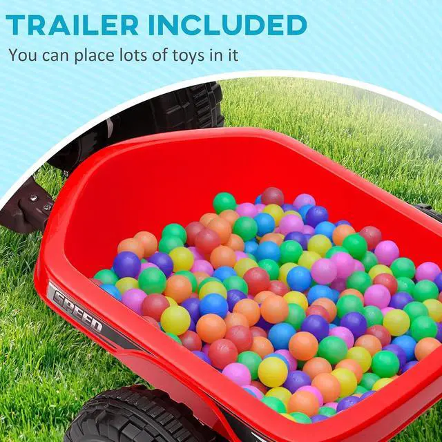 Alt view image 3 of 7 - Kids ATV Quad Car with Back Trailer for Ages 18-36 Months 6V Red | Electric Ride On Car, Forward Backward Function, Wear-Resistant Wheels, Ride on Toy