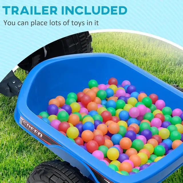 Alt view image 3 of 7 - Kids ATV Quad Car with Back Trailer for Ages 18-36 Months 6V Blue | Electric Ride On Car, Forward Backward Function, Wear-Resistant Wheels, Ride on Toy