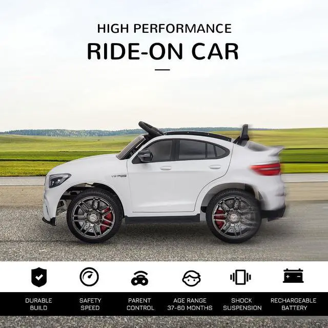 Alt view image 3 of 7 - 12V Toddler Ride On Car Mercedes Benz AMG GLC63S Coupe 2 Speed White | Remote Control, Electric Car, MP3 Player, Light, Horn, Songs, Suspension