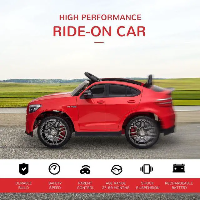 Alt view image 3 of 7 - 12V Toddler Ride On Car Mercedes Benz AMG GLC63S Coupe 2 Speed Red | Remote Control, Electric Car, MP3 Player, Light, Horn, Songs, Suspension
