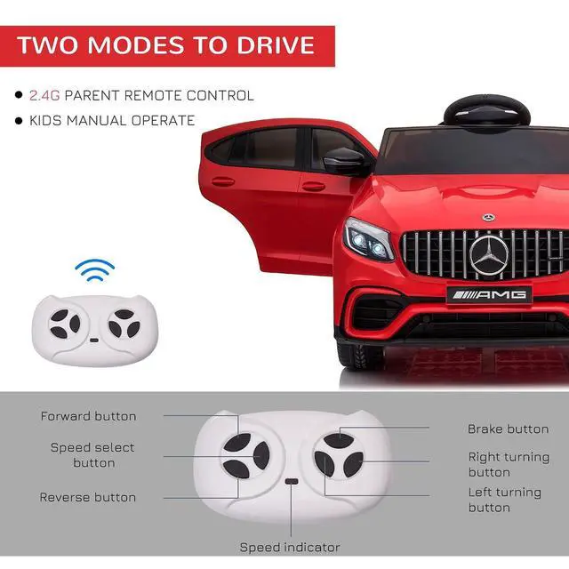Alt view image 4 of 7 - 12V Toddler Ride On Car Mercedes Benz AMG GLC63S Coupe 2 Speed Red | Remote Control, Electric Car, MP3 Player, Light, Horn, Songs, Suspension