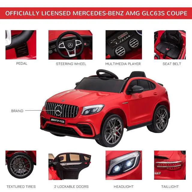 Alt view image 5 of 7 - 12V Toddler Ride On Car Mercedes Benz AMG GLC63S Coupe 2 Speed Red | Remote Control, Electric Car, MP3 Player, Light, Horn, Songs, Suspension