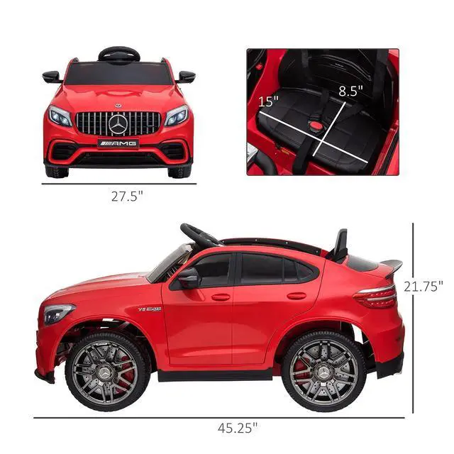 Alt view image 7 of 7 - 12V Toddler Ride On Car Mercedes Benz AMG GLC63S Coupe 2 Speed Red | Remote Control, Electric Car, MP3 Player, Light, Horn, Songs, Suspension