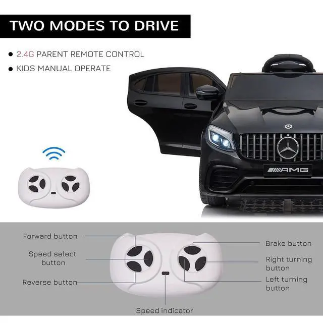Alt view image 5 of 7 - 12V Toddler Ride On Car Mercedes Benz AMG GLC63S Coupe 2 Speed Black | Remote Control, Electric Car, MP3 Player, Light, Horn, Songs, Suspension