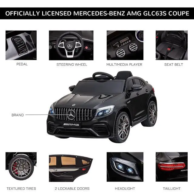 Alt view image 6 of 7 - 12V Toddler Ride On Car Mercedes Benz AMG GLC63S Coupe 2 Speed Black | Remote Control, Electric Car, MP3 Player, Light, Horn, Songs, Suspension
