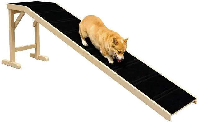 Main image of PawHut Dog Ramp for Bed, Pet Ramp for Dogs with Non-Slip Carpet and Top Platform, 74" x 16" x 25", Natural | Pet Ramp for Bed, Top Platform