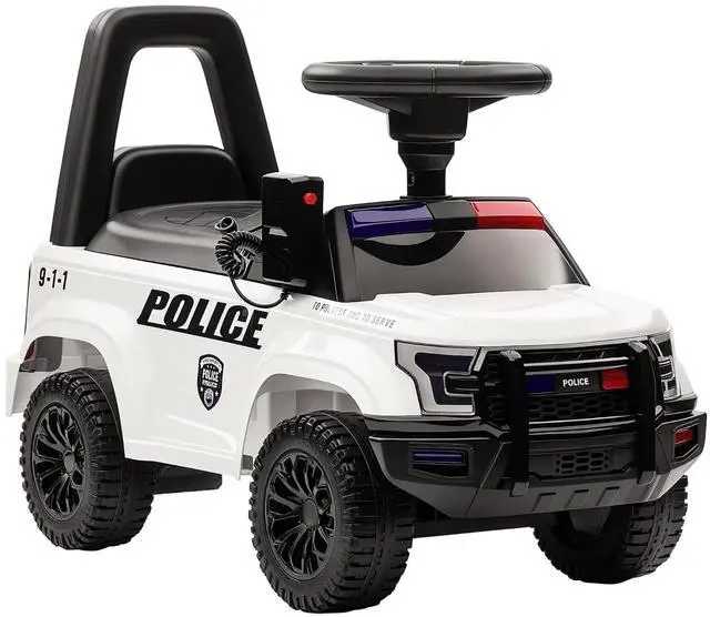 Main image of Kids Push Ride On Car with Working PA System and Horn 18M-5Y White | Police Truck Style, Foot-to-Floor Sliding Car, Boys Girls, Under-Seat Storage