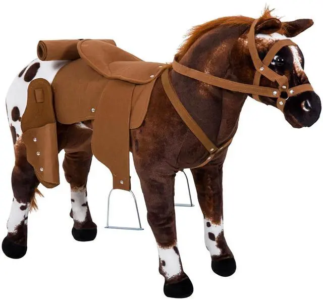 Main image of Qaba Sound-Making Ride On Horse for Toddlers 3-5 with Padding Brown | Neighing and Galloping Sound, Stuffed Animal Horse Toy for Kids, Soft Feel