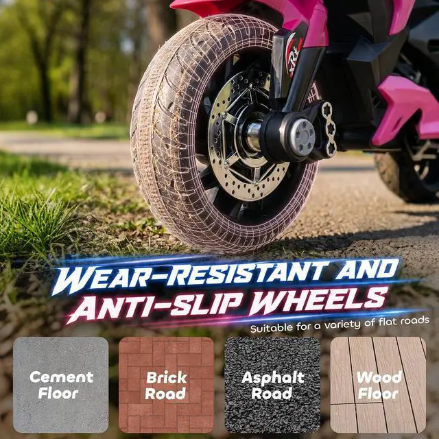 Alt view image 5 of 7 - 6V Kids Electric Motorcycle Ride On Toy for Kids for 3760 M Pink | Battery Powered Motorcycle, Ride On Bike, 25W Motor, 3km/h Speed, Forward/Reverse, Music & Horn, Headlights