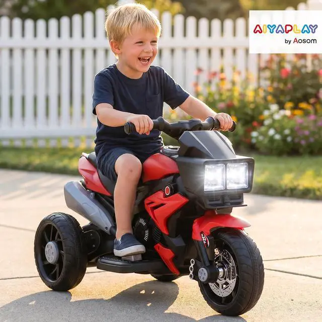 Alt view image 2 of 7 - 6V Kids Motorcycle Toddler Ride-on Toy 3-Wheel Music Horn Red | Battery-Operated Mini Electric Motorbike, Forward/Reverse Switch, Headlights