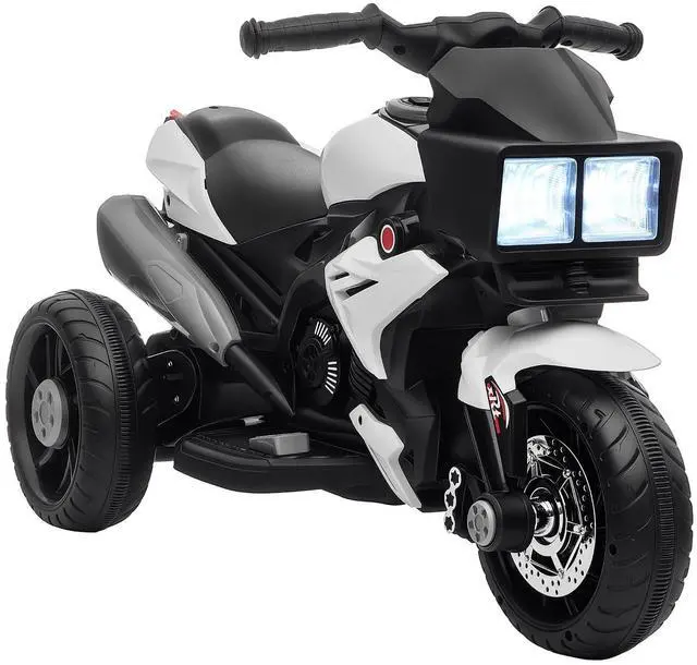 Main image of 6V Kids Motorcycle Toddler Ride-on Toy 3-Wheel Music Horn White | Battery-Operated Mini Electric Motorbike, Forward/Reverse Switch, Headlights