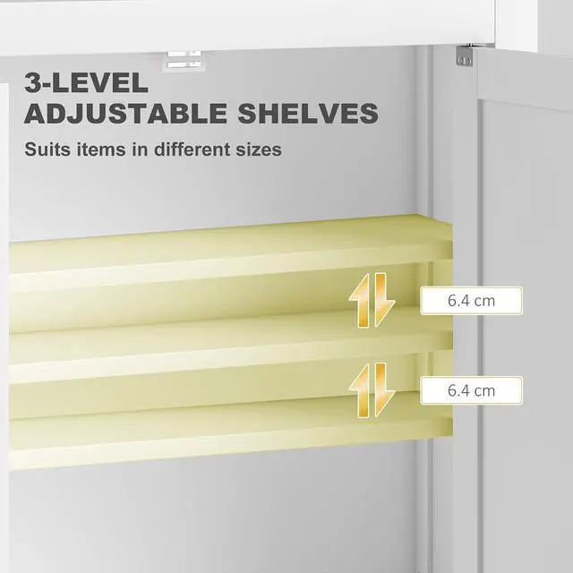 Alt view image 6 of 7 - Bathroom Wall Cabinet Modern Medicine Cabinet Wall Mounted White | Over The Toilet Space Saver, 2 Doors, 2 Adjustable Shelves
