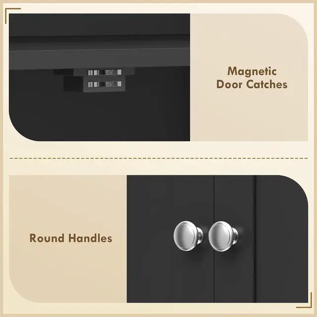 Alt view image 7 of 7 - 65" Kitchen Pantry Storage Cabinet 16 Door Shelves Black | Freestanding Kitchen Cabinet, 4 Doors, 8-Tier Shelving, Adjustable Shelves