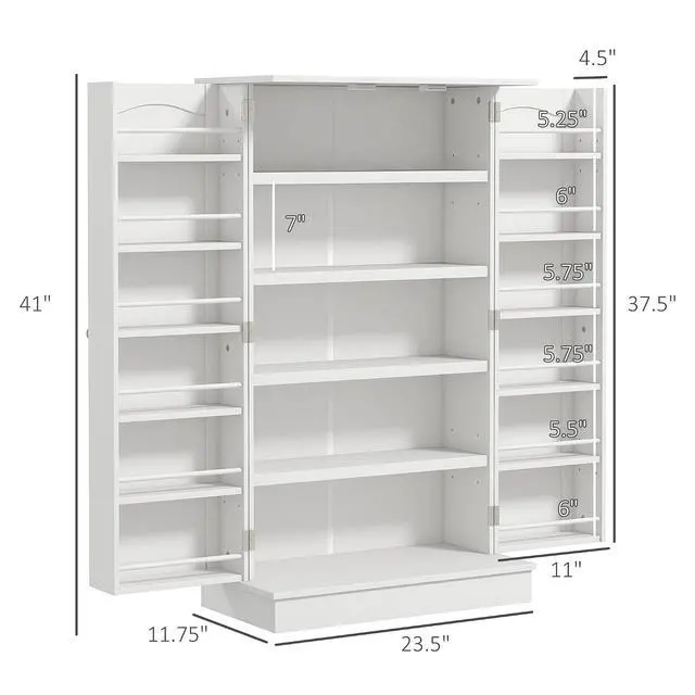Alt view image 3 of 7 - 41" Kitchen Pantry Storage Cabinet 12 Door Shelves White | Freestanding Kitchen Cabinet, 2 Doors, 5-Tier Shelving, Adjustable Shelves