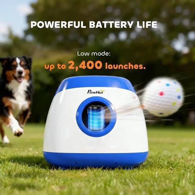 Alt view image 5 of 7 - PawHut Automatic Dog Ball Launcher Remote Control for Large Breeds Blue | Rechargeable Dog Ball Thrower, 3 Adjustable Distance 40ft/60ft/80ft, 6 ETPU Tennis Fetch Toys 2.5"