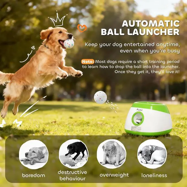 Alt view image 3 of 7 - PawHut Automatic Dog Ball Launcher Remote Control for Large Breeds Green | Rechargeable Dog Ball Thrower, 3 Adjustable Distance 40ft/60ft/80ft, 6 ETPU Tennis Fetch Toys 2.5"
