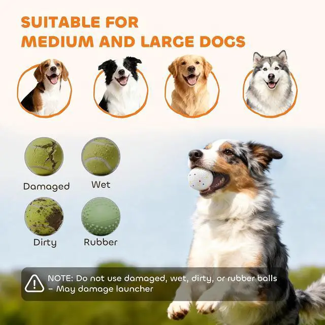 Alt view image 7 of 7 - PawHut Automatic Dog Ball Launcher Remote Control for Large Breeds Blue | Rechargeable Dog Ball Thrower, 3 Adjustable Distance 40ft/60ft/80ft, 6 ETPU Tennis Fetch Toys 2.5"
