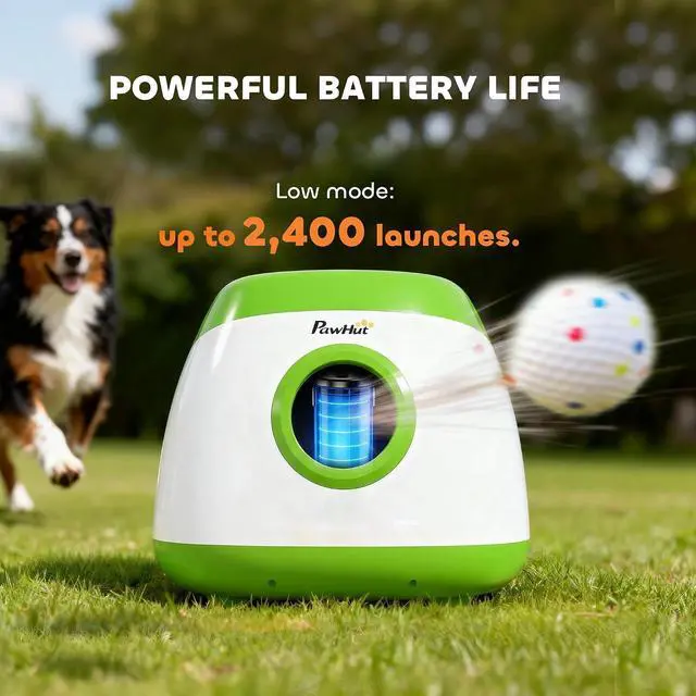 Alt view image 5 of 7 - PawHut Automatic Dog Ball Launcher Remote Control for Large Breeds Green | Rechargeable Dog Ball Thrower, 3 Adjustable Distance 40ft/60ft/80ft, 6 ETPU Tennis Fetch Toys 2.5"