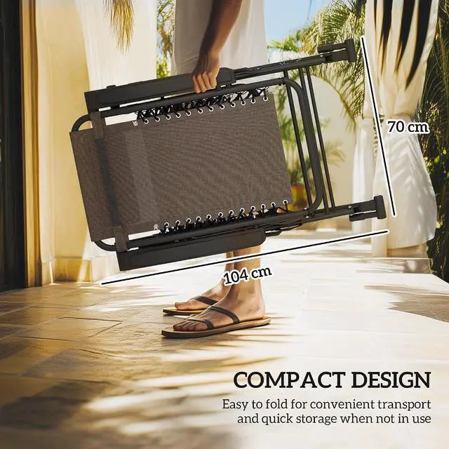 Alt view image 3 of 7 - Outdoor Rocking Chairs Zero Gravity Lounge Rocker Brown | Foldable Reclining, Pillow Included, Cup & Phone Holder, Combo Design, Folding Legs