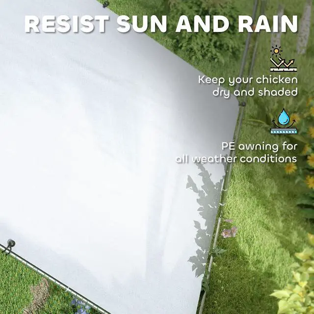 Alt view image 3 of 7 - PawHut Large Chicken Coop w/ 420D Waterproof Anti-UV Cover 39' x 10' x 6.4' | Metal Chicken Run, Spire Shaped Walk In Fence Cage Hen House, Outdoor Yard Farm Use, 1" Tube Diameter